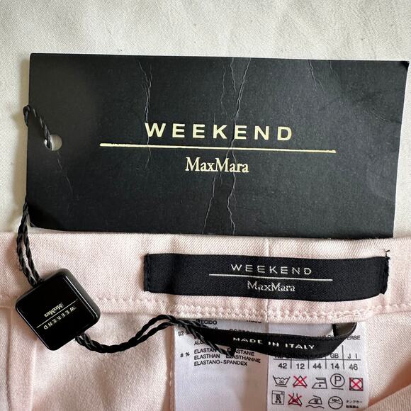 NEW Weekend Max Mara Ankle Trouser Pants Pale Pink 12 Career Quiet Luxury Preppy - Picture 7 of 13